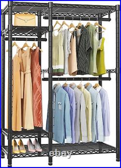 V2S Garment Rack Heavy Duty Commercial Grade Rack, 4 Tiers Adjustable Wire Shelv
