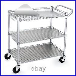 WDT Commercial Grade Heavy Duty Utility Cart 990Lbs Capacity, 3 Tier Wire Rol