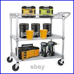 WDT Commercial Grade Heavy Duty Utility Cart 990Lbs Capacity, 3 Tier Wire Rol