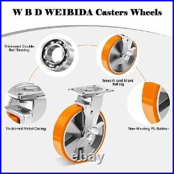 WEIBIDA 8 Inch Heavy Duty Casters Set of 4, Industrial Grade Casters NEW