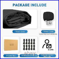 Waterproof 1200D PU Boat Cover with Motor Cover, 17-19' Heavy Duty Marine Grade