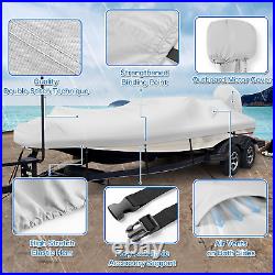 Waterproof 1200D PU Boat Cover with Motor Cover, 17-19' Marine Grade Heavy Duty