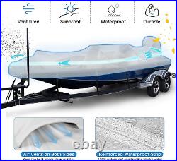 Waterproof 1200D PU Boat Cover with Motor Cover, 17-19' Marine Grade Heavy Duty