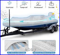 Waterproof 1200D PU Boat Cover with Motor Cover, 17-19' Marine Grade Heavy Duty